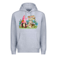 Heather Grey Easter gnome and rabbit egg hunt  Easter Day Premium Hoodie - CowGirlArtShop