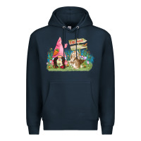 Navy Easter gnome and rabbit egg hunt  Easter Day Premium Hoodie - CowGirlArtShop