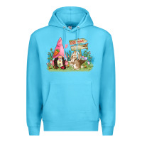 Ocean Blue Easter gnome and rabbit egg hunt  Easter Day Premium Hoodie - CowGirlArtShop