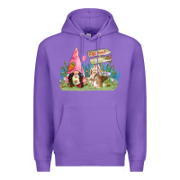 Purple Easter gnome and rabbit egg hunt  Easter Day Premium Hoodie - CowGirlArtShop