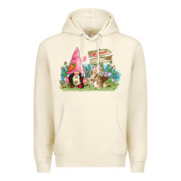 Sandshell Easter gnome and rabbit egg hunt  Easter Day Premium Hoodie - CowGirlArtShop