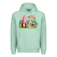 Seafoam Easter gnome and rabbit egg hunt  Easter Day Premium Hoodie - CowGirlArtShop