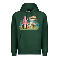 Sports Green Easter gnome and rabbit egg hunt  Easter Day Premium Hoodie - CowGirlArtShop