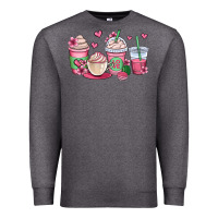 Charcoal Heather valentines day coffee cups Premium Sweatshirt - OliviaCreatesArt