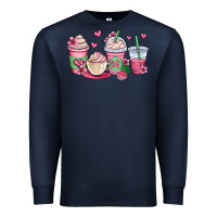 Navy valentines day coffee cups Premium Sweatshirt - OliviaCreatesArt