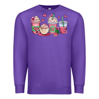 Purple valentines day coffee cups Premium Sweatshirt - OliviaCreatesArt