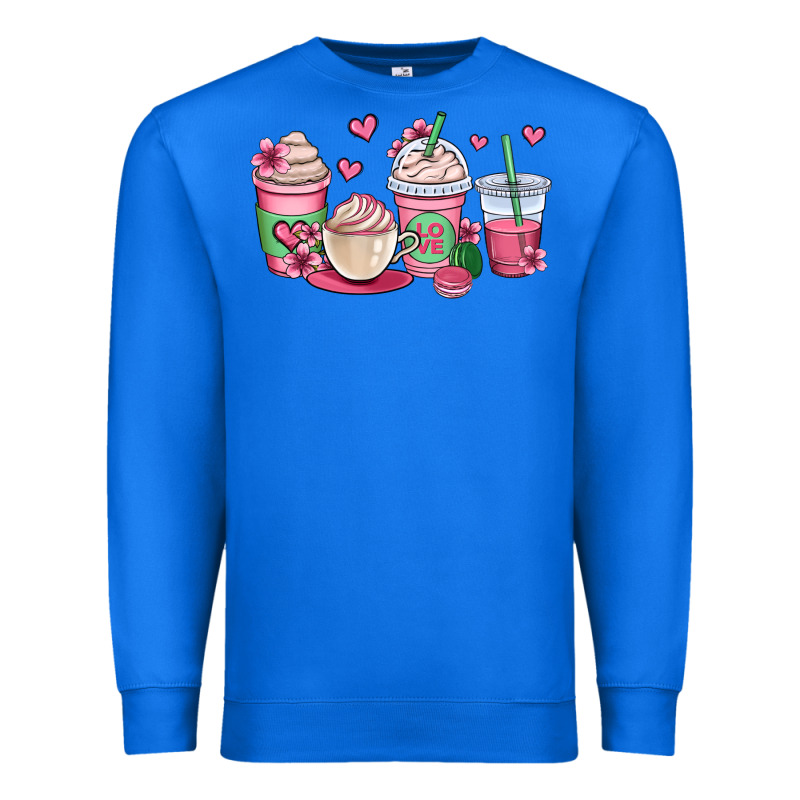 Valentines Day Coffee Cups Premium Sweatshirt by OliviaCreatesArt | Teevron