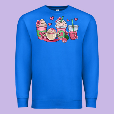 Valentines Day Coffee Cups Premium Sweatshirt Designed By Oliviacreatesart