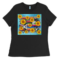 Black serape cowhide sunflower Ladies Tee - AdoDesignShop