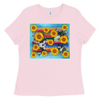 Bubblegum Pink serape cowhide sunflower Ladies Tee - AdoDesignShop