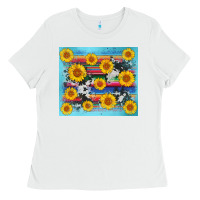 White serape cowhide sunflower Ladies Tee - AdoDesignShop