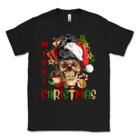 Black Merry Christmas skeleton messy bun Classic Tee - NancyCooperArtShop