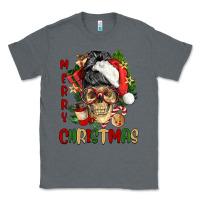 Charcoal Heather Merry Christmas skeleton messy bun Classic Tee - NancyCooperArtShop