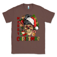 Chestnut Merry Christmas skeleton messy bun Classic Tee - NancyCooperArtShop