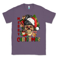 Lavender Merry Christmas skeleton messy bun Classic Tee - NancyCooperArtShop