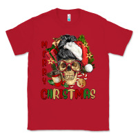 Red Merry Christmas skeleton messy bun Classic Tee - NancyCooperArtShop
