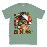 Sage Merry Christmas skeleton messy bun Classic Tee - NancyCooperArtShop