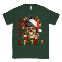 Sports Green Merry Christmas skeleton messy bun Classic Tee - NancyCooperArtShop