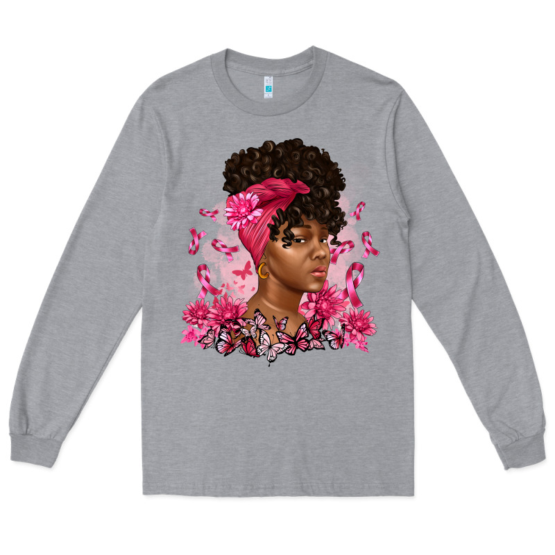 Breast Cancer Afro Woman Long Sleeve Tee by Artiststas | Teevron