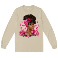 Mushroom breast cancer afro woman Long Sleeve Tee - Artiststas