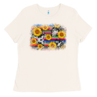 Bone serape cowhide sunflower background Ladies Tee - AdoDesignShop