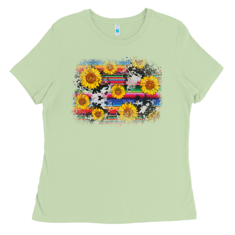 Serape Cowhide Sunflower Background Ladies Tee by AdoDesignShop | Teevron