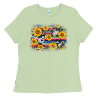 Matcha serape cowhide sunflower background Ladies Tee - AdoDesignShop
