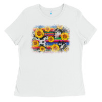 White serape cowhide sunflower background Ladies Tee - AdoDesignShop