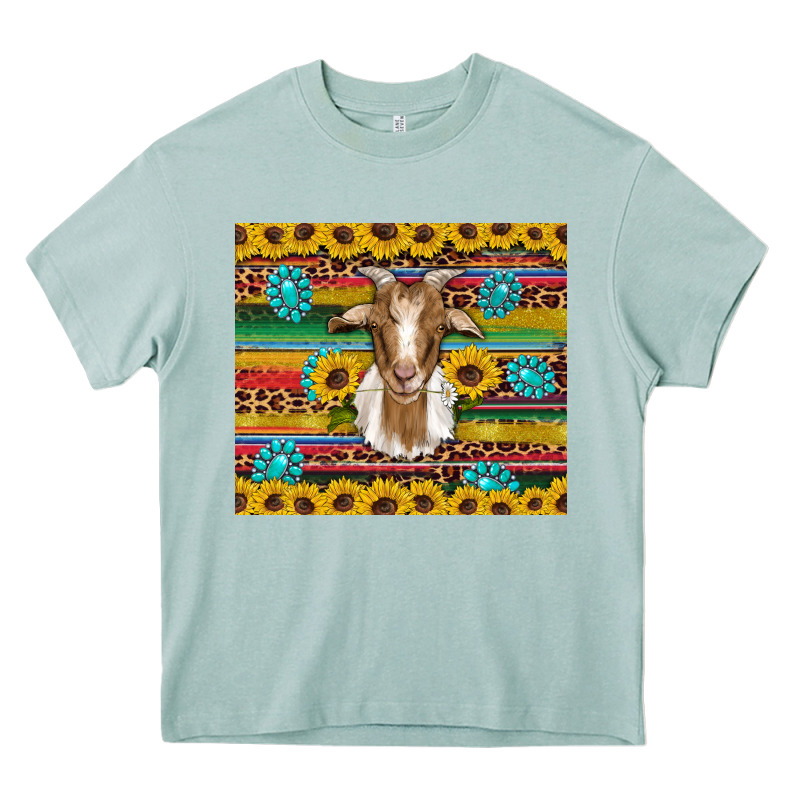 Goat Sunflowers Gemstones Serape Leopard Glitter Heavy Core Tee by Artiststas | Teevron