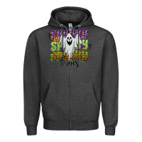 Charcoal Heather spooky spooky spooky vibes Zipper Hoodie - CowGirlArtShop