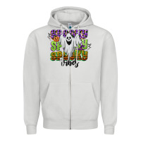 Dove Grey spooky spooky spooky vibes Zipper Hoodie - CowGirlArtShop
