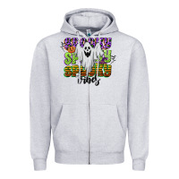 Heather Grey spooky spooky spooky vibes Zipper Hoodie - CowGirlArtShop