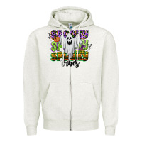 Oatmeal Heather spooky spooky spooky vibes Zipper Hoodie - CowGirlArtShop
