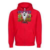 Red spooky spooky spooky vibes Zipper Hoodie - CowGirlArtShop