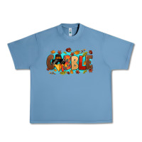 Pebble Blue gobble with thanksgiving turkeys Urban Heavy Tee - MaliasSmallBusiness