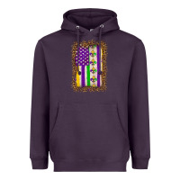 Plum mardi gras usa flag leopard Heavyweight Hoodie - OliviaCreatesArt