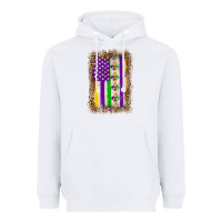 White mardi gras usa flag leopard Heavyweight Hoodie - OliviaCreatesArt