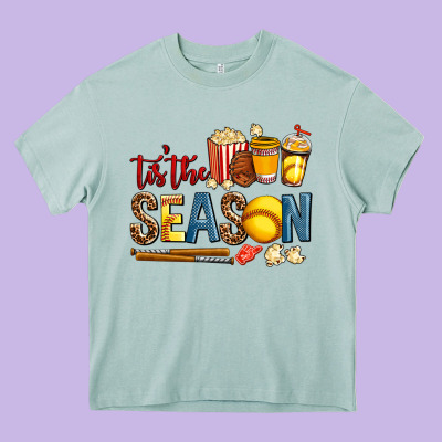 Tis The Season Softball Heavy Core Tee Designed By Adodesignshop