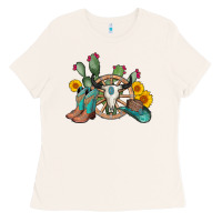 Bone wheel bull skull western cowboy Ladies Tee - AdoDesignShop