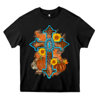Black thanksgiving cross pumpkin sunflower Heavy Core Tee - AdoDesignShop