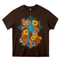 Chocolate Brown thanksgiving cross pumpkin sunflower Heavy Core Tee - AdoDesignShop