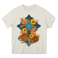 Cream thanksgiving cross pumpkin sunflower Heavy Core Tee - AdoDesignShop