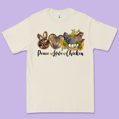 Western Peace Love Chickens Premium Tee Designed By Lillyallendesigns