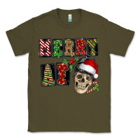 Army Green Merry af skeleton messy bun Classic Tee - NancyCooperArtShop