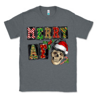 Charcoal Heather Merry af skeleton messy bun Classic Tee - NancyCooperArtShop