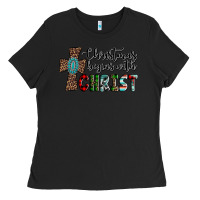 Black christmas begins with christ Ladies Tee - AdoDesignShop