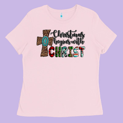 Christmas Begins With Christ Ladies Tee Designed By Adodesignshop