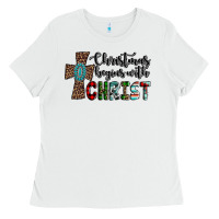 White christmas begins with christ Ladies Tee - AdoDesignShop