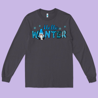 Hello Winter Gnomes Long Sleeve Tee Designed By Ranaportraitstore