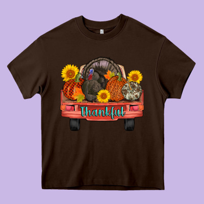 Thankful Turkey Truck Heavy Core Tee Designed By Adodesignshop